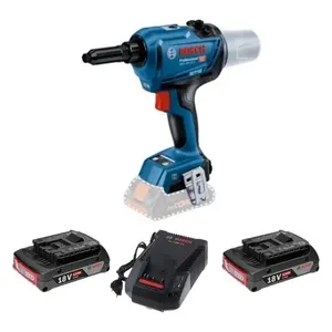 אקדח ניטים נטען + 2 סוללות 2A ומטען BOSCH