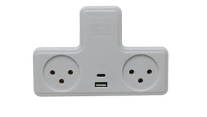 מפצל חשמל T2 ושקעי TYPE C ו-USB