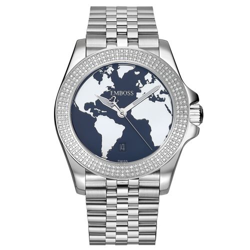 שעון יד לגבר EMBOSS Save The Planet יהלומים שיבוץ מלא Full Grid EYSPMASSNMS240 – שעוני גברים EMBOSS
