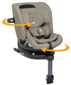 כסא בטיחות מסתובב משולב בוסטר i-Pivot Grow עם הגנת ראש וצד מתרחבת עם הגדילה - בז