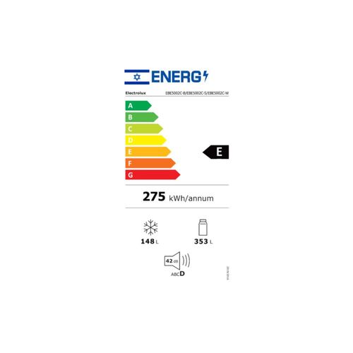 מקרר מקפיא תחתון 501 ליטר Electrolux EBE5002C-S Artic Silver NutriFresh כסוף