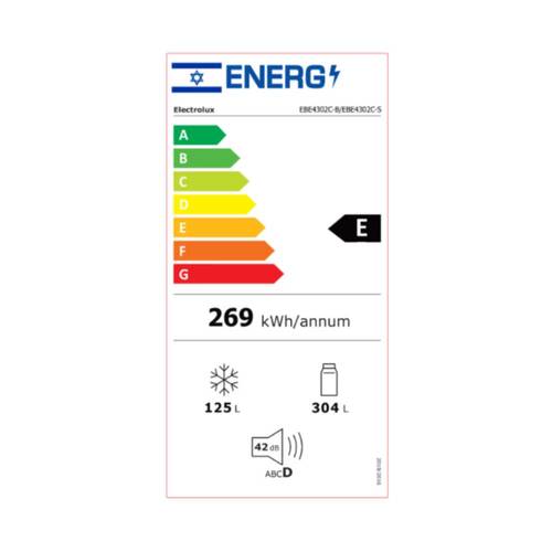 מקרר מקפיא תחתון 429 ליטר Electrolux EBE4302C-B שחור מט