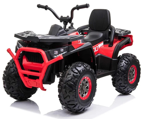 טרקטורון XMX 12V חשמלי לילדים עם גלגלי גומי EVA, שלט חכם ואורות LED קדמיים - שחור/אדום
