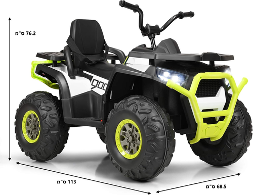 טרקטורון XMX 24V חשמלי עוצמתי לילדים עם גלגלי גומי EVA, שלט חכם ואורות LED קדמיים - שחור/צהוב/לבן