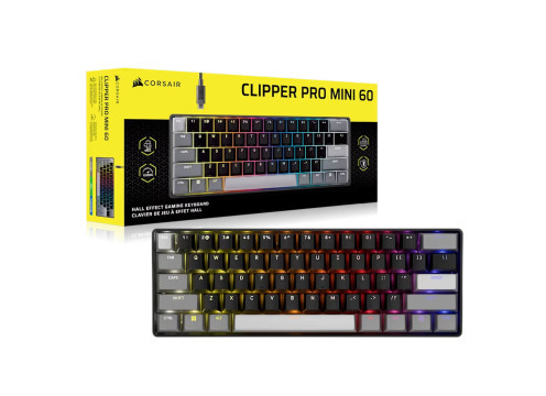 מקלדת CORSAIR CLIPPER PRO MINI 60 HALL EFFECT GAMING KEYBOARD BLACK 