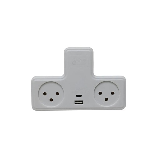 מפצל חשמל T3 בתוספת TYPE C ו- USB ומפסק