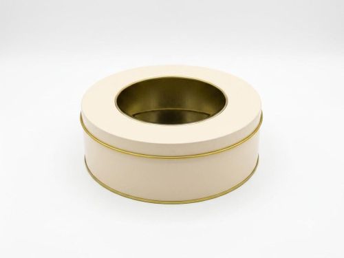 קופסת פח עגולה  CREAM חלק לאפייה