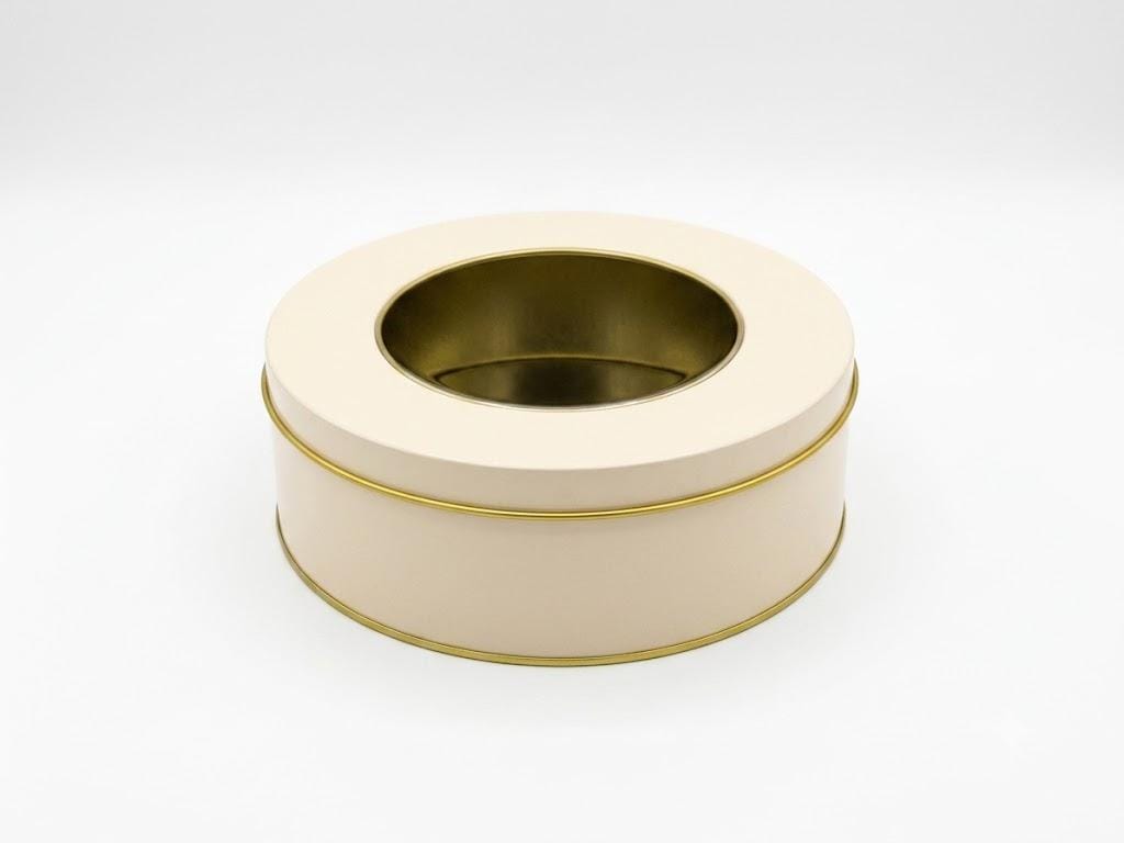 קופסת פח עגולה  CREAM חלק לאפייה