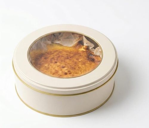 קופסת פח עגולה  CREAM חלק לאפייה