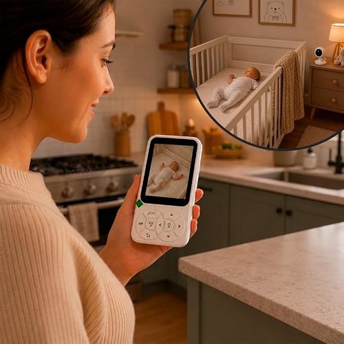 מוניטור וידאו לתינוק 3.5 אינץ׳ ללא Wi-Fi עם תאורת לילה RGB