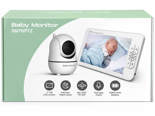 מוניטור וידאו לתינוק SM70PTZ עם מסך 7 אינץ׳ ללא Wi-Fi