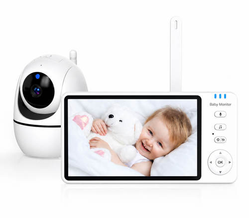 מוניטור וידאו לתינוק 5 אינץ׳ HD ללא Wi-Fi עם מצלמת PTZ