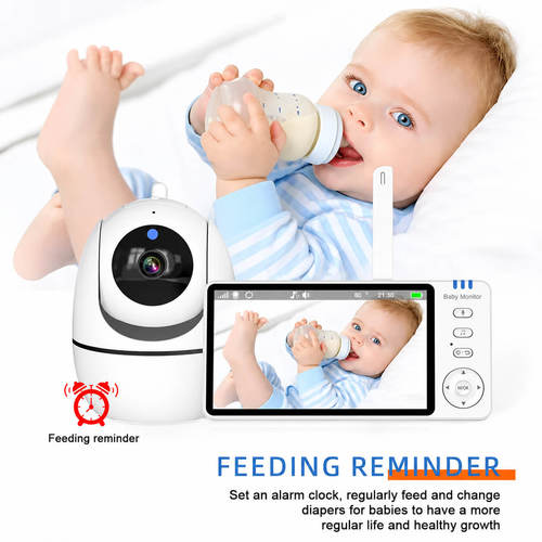מוניטור וידאו לתינוק 5 אינץ׳ HD ללא Wi-Fi עם מצלמת PTZ