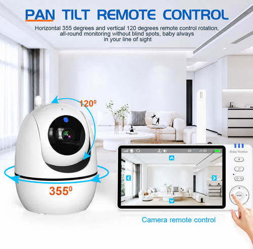 מוניטור וידאו לתינוק 5 אינץ׳ HD ללא Wi-Fi עם מצלמת PTZ