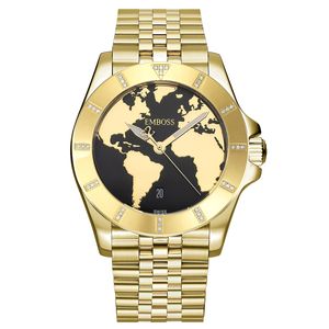 שעון יד לגבר EMBOSS Save The Planet יהלומים זהב שיבוץ שמש EYSPMAYGBMY037