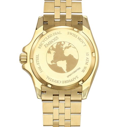 שעון יד לגבר EMBOSS Save The Planet יהלומים זהב שיבוץ גלגל EYSPMAYGBMY046 – שעוני גברים EMBOSS