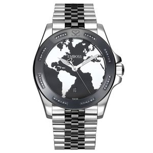 שעון יד לגבר EMBOSS Save The Planet יהלומים כסוף-שחור שיבוץ גלגל EYSPMASBBM2046