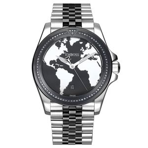 שעון יד לגבר EMBOSS Save The Planet יהלומים כסוף-שחור שיבוץ טבעת EYSPMASBBM2080