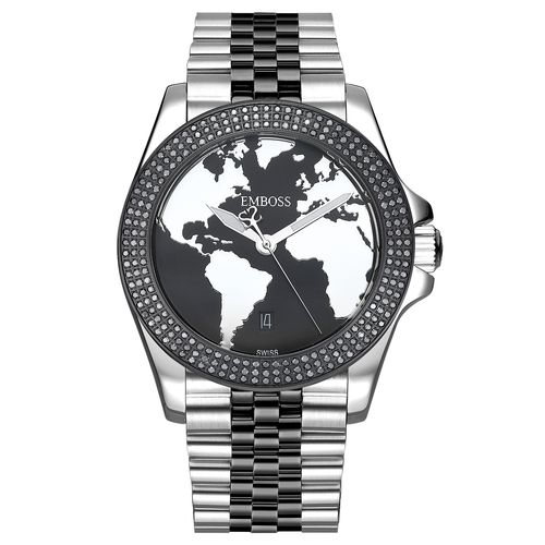 שעון יד לגבר EMBOSS Save The Planet יהלומים שיבוץ מלא Full Grid EYSPMASBBM2240 – שעוני גברים EMBOSS