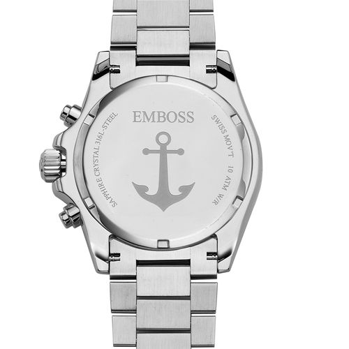 EMBOSS AQA יהלומים כסוף לוח לבן שיבוץ שמש EYAQMCSSSMS037 – שעוני גברים EMBOSS