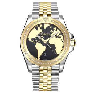 שעון יד לגבר EMBOSS Save The Planet יהלומים זהב-כסוף שיבוץ טבעת EYSPMASYBM2080