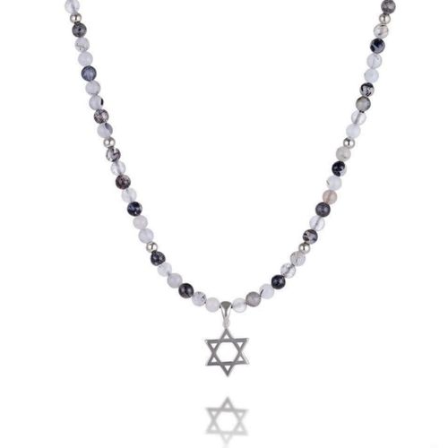 שרשרת אבנים עם תליון מגן דוד לגבר