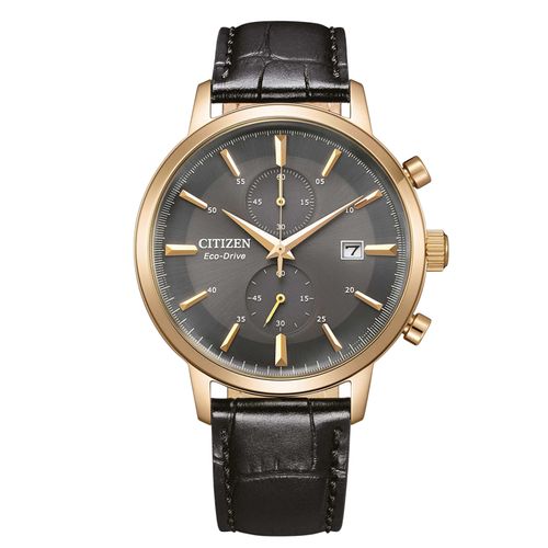 שעון כרונוגרף סולארי לגבר עם רצועת עור CA7067-11H Citizen Eco-Drive