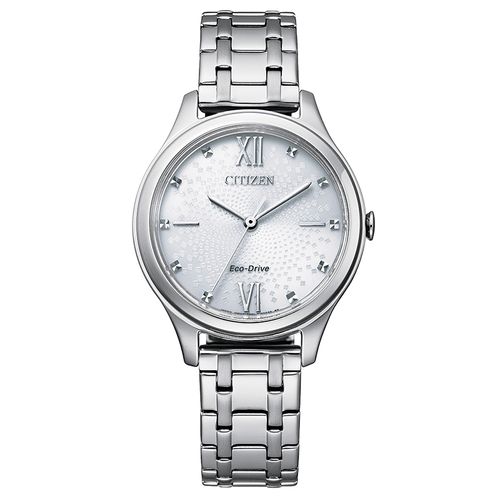 שעון אלגנטי מוכסף סולארי לאישה EM0500-73A Citizen Eco-Drive