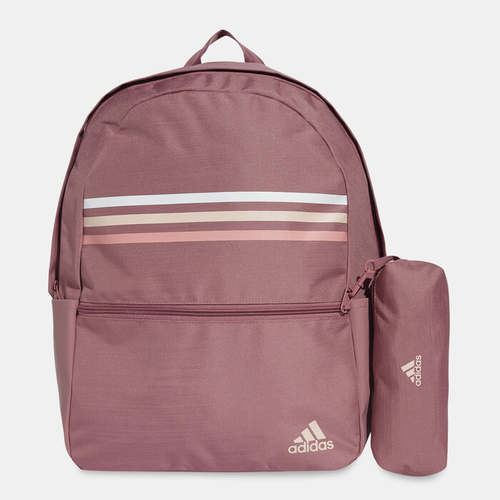 תיק גב Adidas דגם קלאסיק - ורוד כהה פסים עם קלמר 1