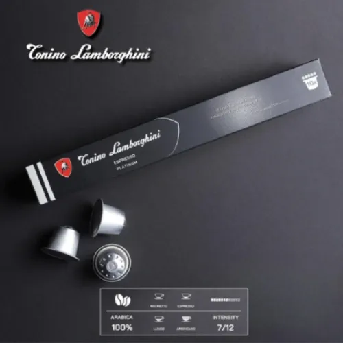 קפסולות קפה Tonino Lamborghini Platinum תואמות Nespresso 100% ערביקה בעוצמה 7 מתוך 12