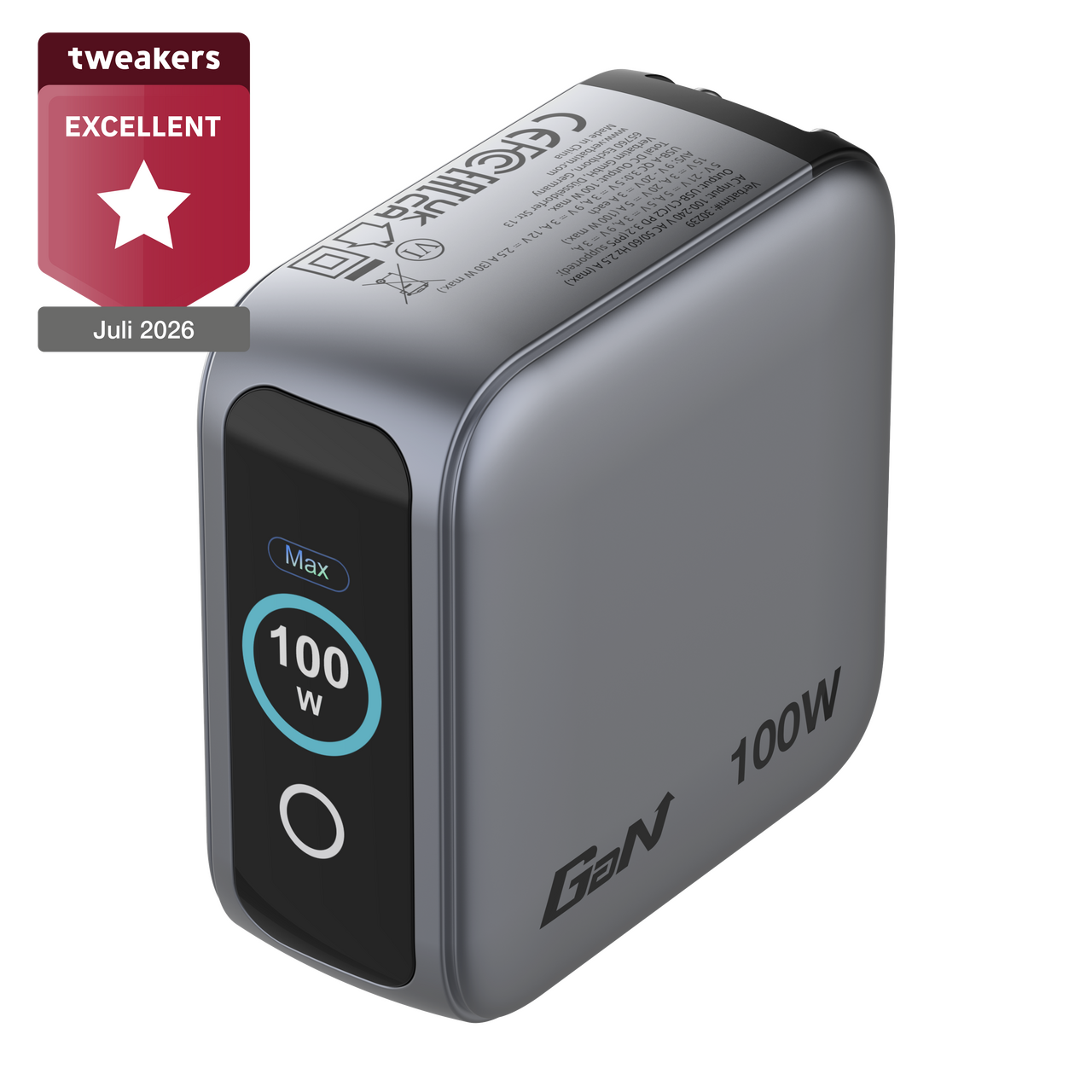 מטען Verbatim Mini GaN Charger with Display 100W 3 Port 30239 ורבטים