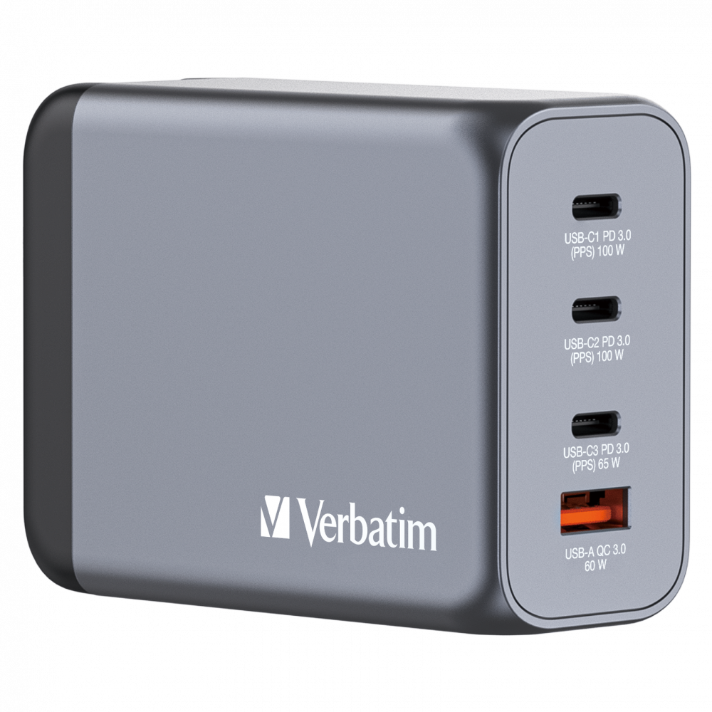 מטען Verbatim 200W 4-Port GaN Wall Charger GNC-200 100W 65W 4 Port 32204 ורבטים