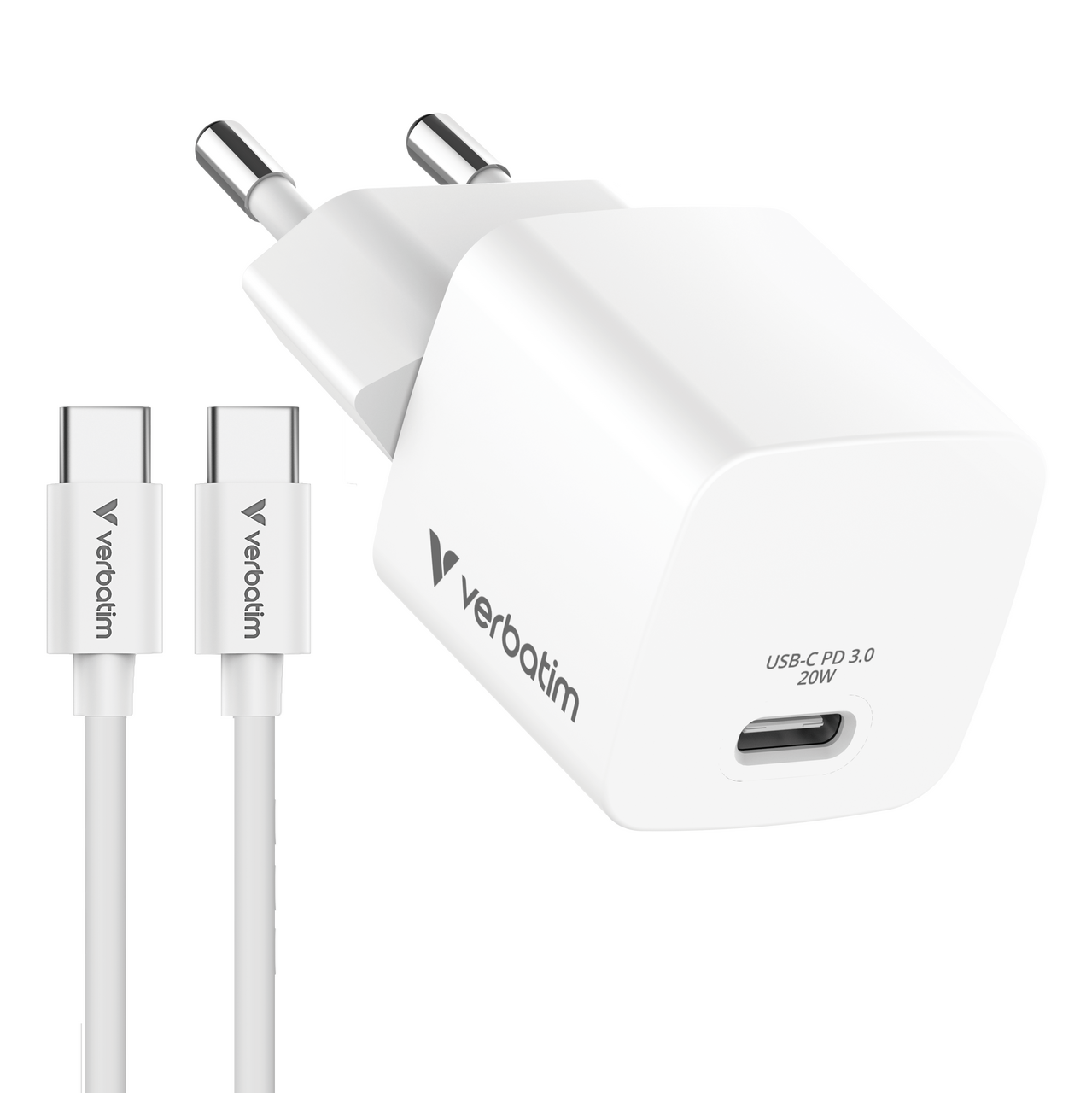 מטען Verbatim Mini GaN Charger 20W with USB-C Cable 1M 32396 ורבטים