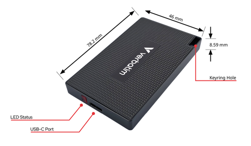 כונן SSD חיצוני Verbatim Metal Mini SSD 1TB USB-C 32031 ורבטים