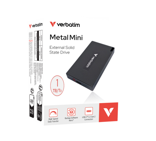 כונן SSD חיצוני Verbatim Metal Mini SSD 1TB USB-C 32031 ורבטים