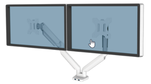 זרוע כפולה איכותית למסך מחשב Fellowes Platinum Series Dual Arm -Cצבע לבן DEE8056301