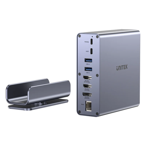  D1135A - תחנת עגינה אוניברסלית DisplayLink לשלושה מסכי UNITEK 4K 