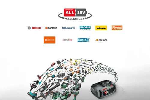 סוללת Bosch ‏18V POWER FOR ALL ALLIANCE התואמת לכלים של Husqvarna, Gardena ומותגים נוספים