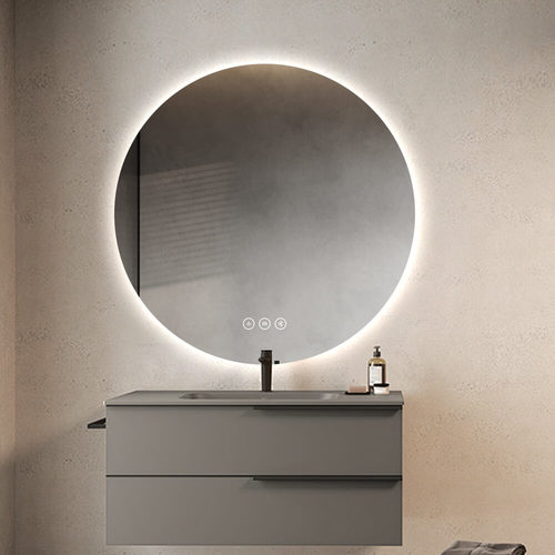 מראה לאמבטיה עם תאורת LED ומפיג אדים + Bluetooth – ללא מסגרת עגולה קוטר 70 ס