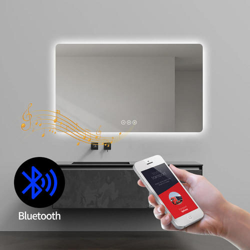 מראה לאמבטיה עם תאורת LED ומפיג אדים + Bluetooth – ללא מסגרת מלבנית - 100*60