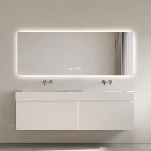 מראה לאמבטיה עם תאורת LED ומפיג אדים + Bluetooth – ללא מסגרת מלבנית - 120*60