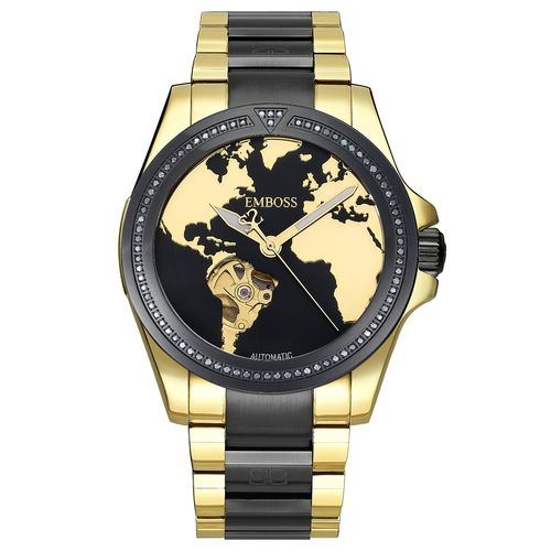 שעון יד לגבר EMBOSS Save The Planet Automat יהלומים שיבוץ טבעת EYSPMUYBBM2080 – שעוני גברים EMBOSS