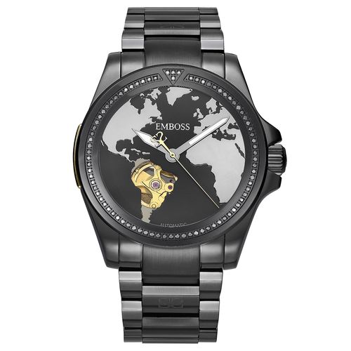 שעון יד לגבר EMBOSS Save The Planet Automat יהלומים שיבוץ טבעת EYSPMUBBBMB080 – שעוני גברים EMBOSS
