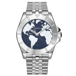 שעון יד לגבר EMBOSS Save The Planet יהלומים לוח כחול שיבוץ שמש EYSPMASSNMS037