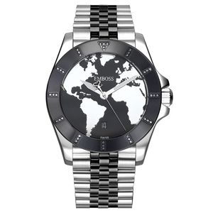 שעון יד לגבר EMBOSS Save The Planet יהלומים כסוף-שחור שיבוץ שמש EYSPMASBBM2037