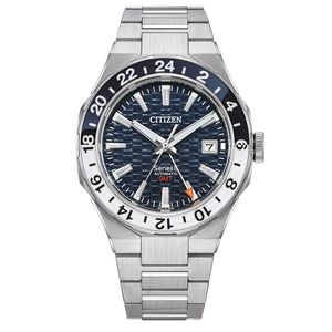 שעון GMT מכני יוקרתי לגבר כחול לבן NB6034-58L | סיטיזן Citizen