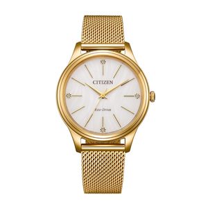 שעון Eco Drive מוזהב אלגנטי לאישה EM1222-87A | סיטיזן Citizen