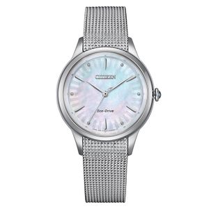 שעון אלגנטי כסוף סולארי לאישה EM1150-86D | סיטיזן Citizen
