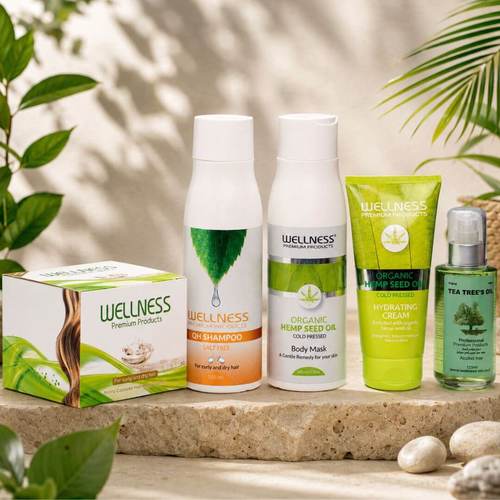 מארז WELLNESS שמפו+ מסכה+ שמן שיער + קרם לשיער + קרם גוף וולנס