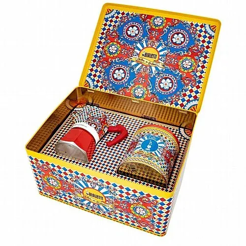 מארז Bialetti × Dolce&Gabbana Moka Express Sicilian Cart 3 כוסות + קפה.